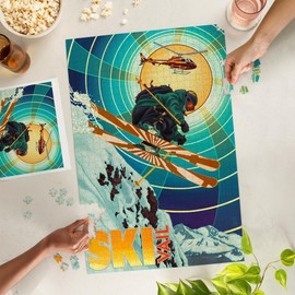 Lantern Press 1000 Piece Jigsaw Puzzle, Vail, Colorado, Heli-Skiing