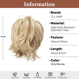CJL HAIR Claw Clip Short Ponytail Hair Extensions Bendable Metals Messy Bun Hair piece Straight Fake Hairpieces