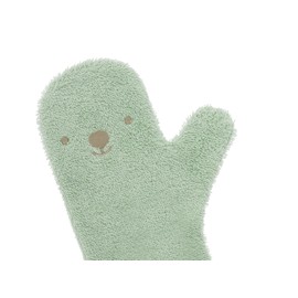 Baby Shower Glove Bathing Fun and Safety with Baby Shower and Bathing - Cute Animal Faces (Light Green with Bear Face)