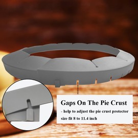 UAREBST Silicone Pie Crust Shields, Adjustable Baking Pie Crust Shield Protector Cover for Edges, Baking Protectors Cover Ring Fits 8-11.4 Inch (Grey-1pcs)