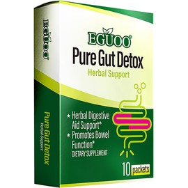 Pure Gut Detox Powder – Bloating & Digestive Support | 10 Sachets Colon Cleanse with 2,456mg Prebiotics, DigeZyme® Enzymes & Senna | Supports Regularity for Women & Men