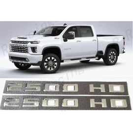 2X 2500 HD Chrome Silver Badge Emblem - Set of 2 Replacement Emblems for Silverado Sierra 2020 to 2026