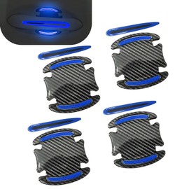 GRANDI 8 PCS Door Handle Protection Stickers, Carbon Fiber Door Bowl Anti-Scratch Film, Exterior Reflective Handle Waterproof Film, Universal for Most Cars, Trucks, SUVs (Blue)