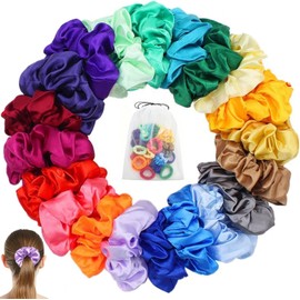 20 Piezas Diademas de Satén Elásticas, Bandas para Cabello Mujer Niña, Ligas Grandes Suaves para Coleta y Peinados, Colores Variados