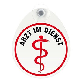 Sign, car sign doctor in service with suction cup, 1.1 mm, weatherproof material, 100 x 120 mm, green inside or outside