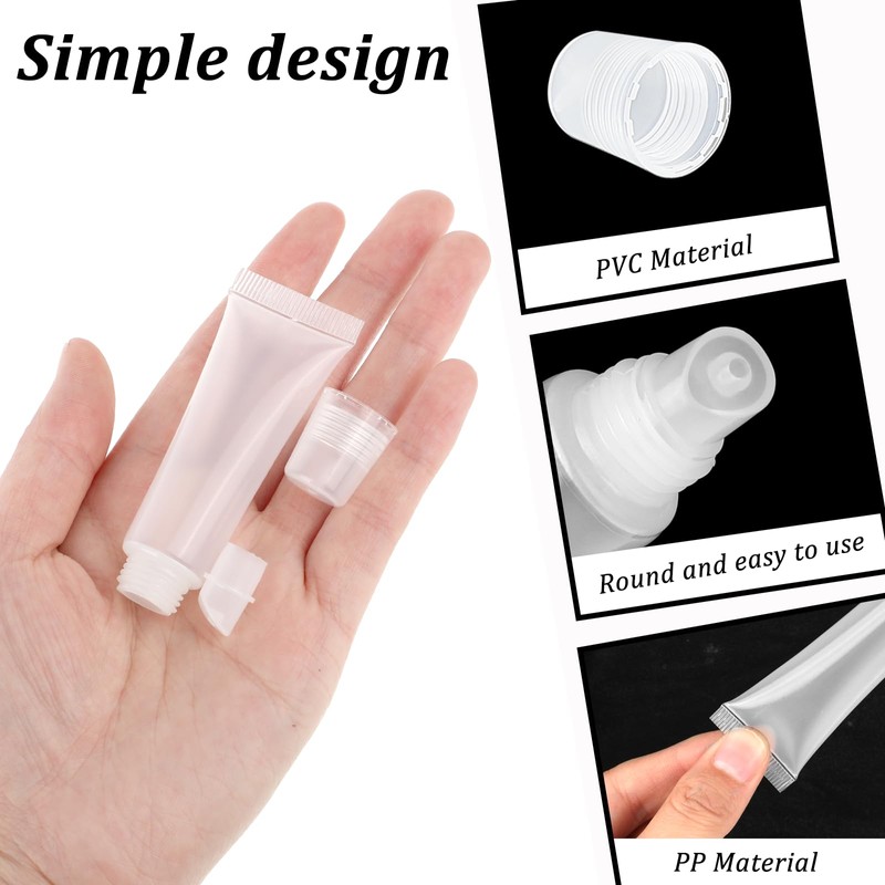 5Pcs Empty Lip Gloss Tubes, Clear Lip Balm Containers Soft