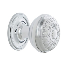 Nostalgic Warehouse Egg and Dart Brass 1 3/8" Cabinet Knob with Classic Rose in Bright Chrome