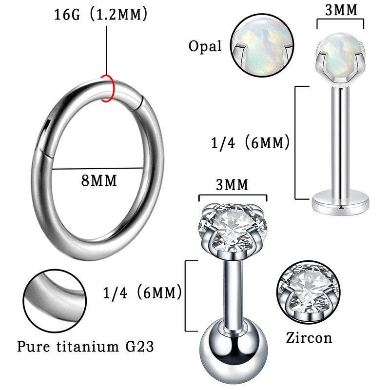 Mabohity 8 mm Nose Piercing 16G Stainless Steel Sleeper Septum