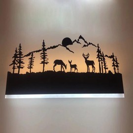 OIUNWLC Wall Sconce LED Wall lamp (Sunset Deer)