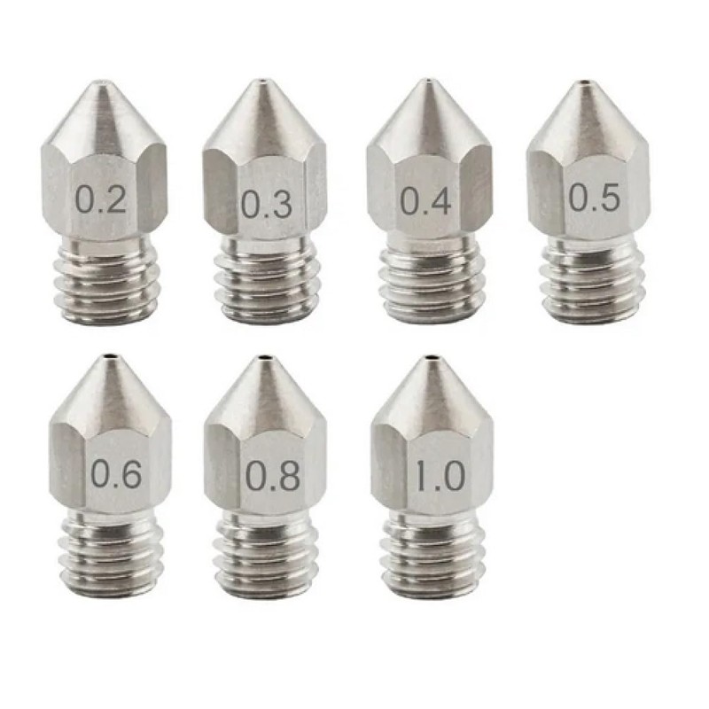 SIUTEC® Premium MK8 stainless steel nozzle/nozzle as set of 7
