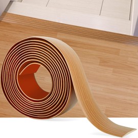 5Ft Floor Transition Strip Self Adhesive Vinyl Cover Floor Strip Flat Divider Transition Strip Wood Grain Design for Laminate Floor Gaps and Doorway Transitions (5Ft x 2 Inch, Light Brown)