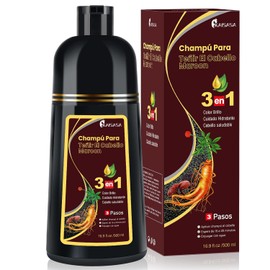Chestnut Brown Hair Dye Shampoo 3 in 1, Shampoo para Canas con Tinte, Champú para Teñir el Cabello Maroon, Champú Tinte Cubre Canas para Mujer y Hombres (500ML)
