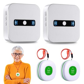 Daytech Wireless Caregiver Pagers SOS Call Button for Elderly Patient Seniors Disabilities Personal in Home Nurses Calling Alert System (2 Green Buttons+ 2 Receivers)