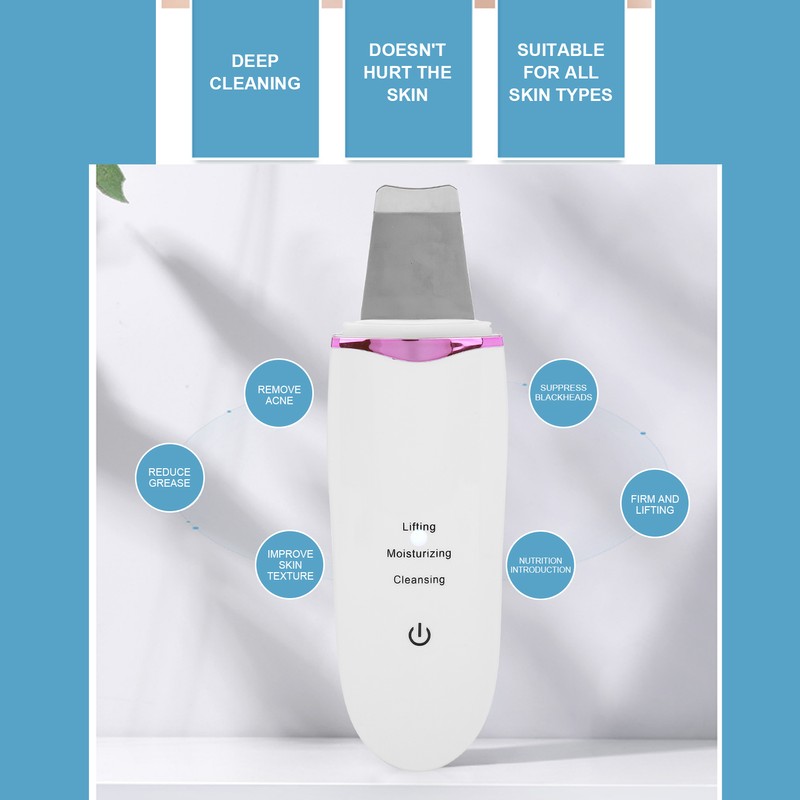 Ultrasonic Skin Scrubber Blackhead Removal Pore Cleaning Face Spatula for