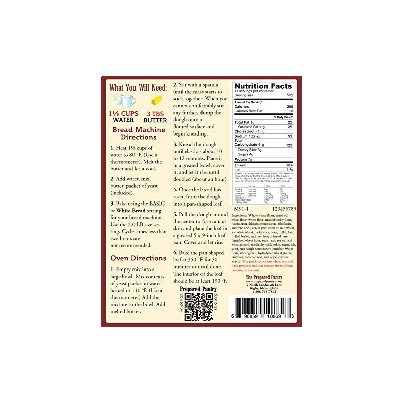 The Prepared Pantry Red River Valley Settlers Multi-Grain Bread Mix;