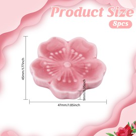 GLOBLELAND 8 Pcs Cherry Blossom Chopsticks Holder Ceramic Chopstick Rest Chopsticks Holder Rack Tableware Decoration for Chopsticks Forks Spoons Paint Brushes