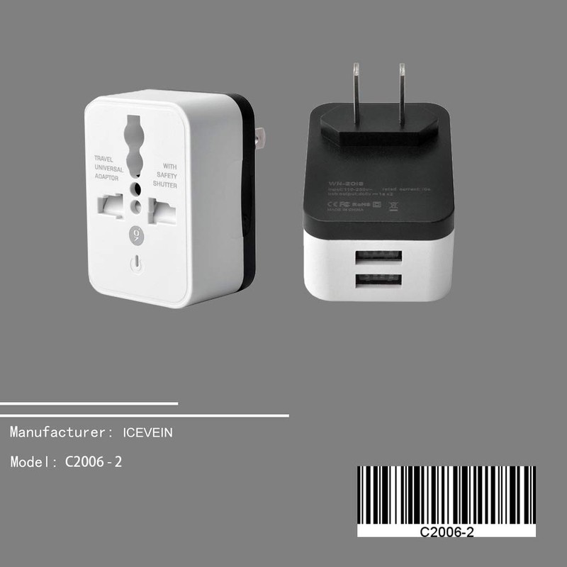 ICEVEIN Universal Power Travel Plug Adapter Converting from EU/UK/CN/AU/JP to