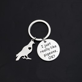 MYSOMY Pigeon Keychain Pigeon Lover Gift I just really Like Pigeons OK Pigeon Owner Gifts Funny Pigeon Gifts for Trainer Breeder(I just really like pigeon, ok?)
