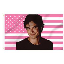 Shmbada 2x3 Ft Decorative Ian Somerhalder Flag Double Stitched with 2 Brass Grommets for Indoor Outdoor, Wall Hanging Tapestry College Dorm Room Decoration (Pink, 2x3 ft)