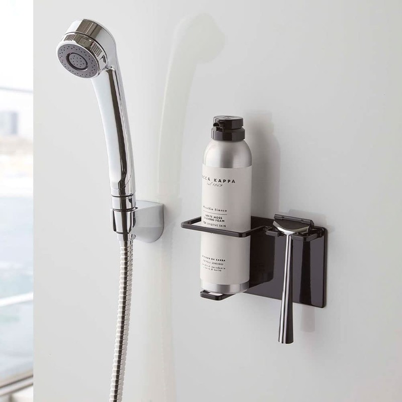 Yamazaki 5513 Magnetic Bathroom Shaving Cream & Shaver Holder, Black,