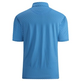 Alex Vando Mens Golf Shirt Moisture Wicking Quick-Dry Print Performance Polo Shirts for Men,Blue Navy Square,XXL