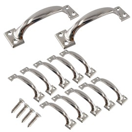 bociloy 12Pcs 4" Metal Gate Pull Handle, Vintage Barn Door Pulls Utility Door Handle Cabinet Drawer Pulls for Wooden Fences Garage Cupboard Dresser, Silver