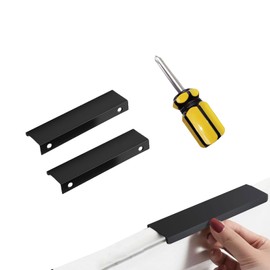 ZGGAZCA 2 Pack Black Drawer Pulls Finger Edge Handle for Cabinets 80mm/3.15" Matte Black Flat Pull Tab Handles Hidden Low Profile Modern Cabinet Handle for Drawer Door Furniture Renovation