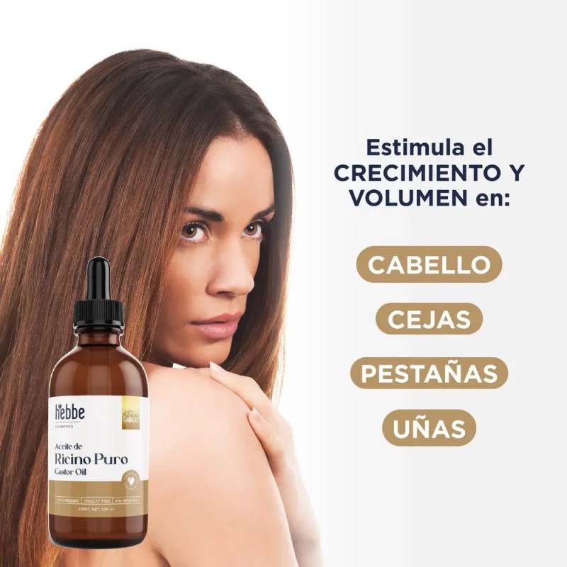 Pack Hebbe Cosmetics Aceite Ricino Almendras Coco Orgánico Puro 300ml
