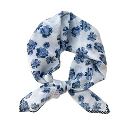 Pemilosci Large Cotton Bandana Headband, Head Wrap, Protective Coverage, Hair Neck Scarf for Women 28 x 28 inch (S46-Blue Flower