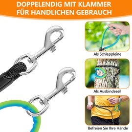 Aystkniet Recall Lead, Strong Dog Lead 15 m with 2 Swivel Hooks, Reflective Threads and Soft Rubber Handle, Training Lead for Small, Medium and Large Dogs, Running Lead for Large Dogs up to 100 kg