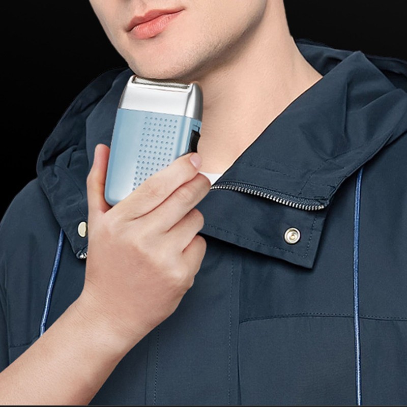 Rechargeable Beard Trimmer Blue USB Waterproof Portable Electric Hair Clipper