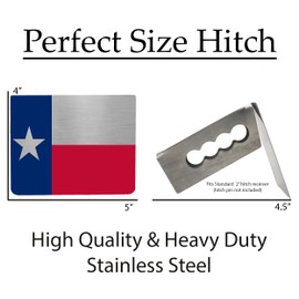 Texas State Flag Trailer Hitch Cover Plug Heavy Duty Stainless Steel US Patriotic United States Flag 2 Inch Standard TX