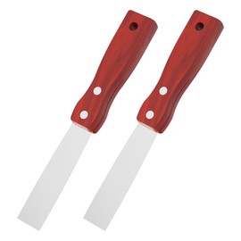 Putty Knife, 2PCS 1 Inch Stainless Steel Scraper Tool, Wooden Handle Metal Spackle Knives for Drywall, Decals, Wall Paper, Floor Tile, Patching, Painting, Taping, Scraping Coating