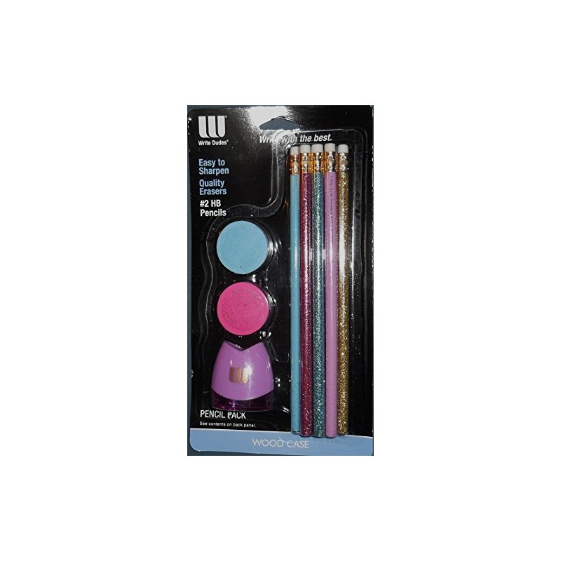 Write Dudes Pencil Pack 8 Pencils 2 Erasers & 1