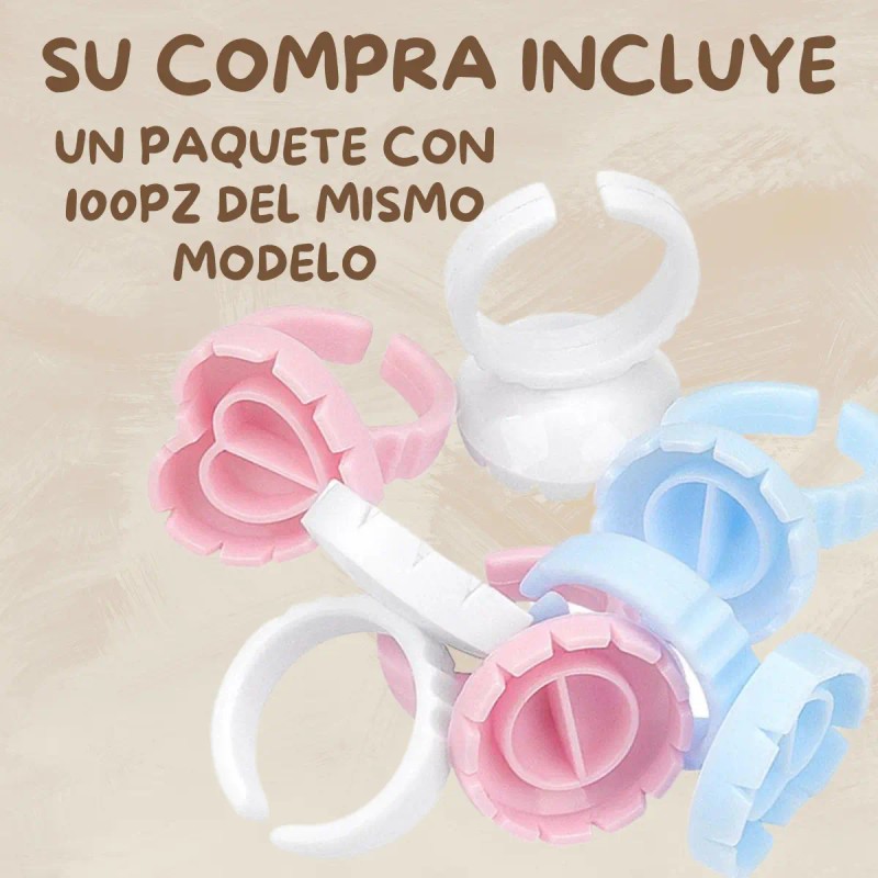 Anillo Para Pegamento Pestañas Soporte Ajustable Set F