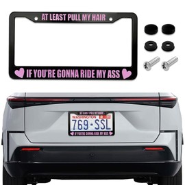 HQRNYP Driver Pick Music License Plate Frame, License Plate Cover, Funny Aluminium Alloy Car Tag Holder Cover with 2 Holes, Car Decoration Accessories Auto Tag Protector for Most Vehicles (01)