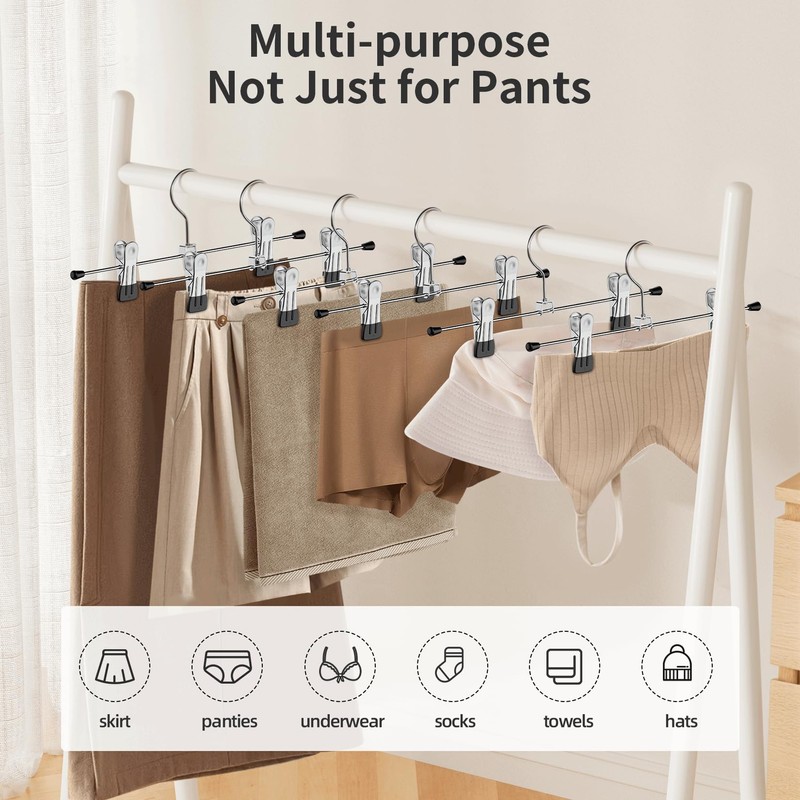 30 Pack Pant Hanger with Adjustable Clips,Heavy Duty Ultra Thin