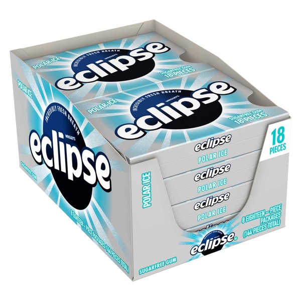 Eclipse Polar Ice Sugarfree Gum - 8 count per pack -- 18 packs per case.