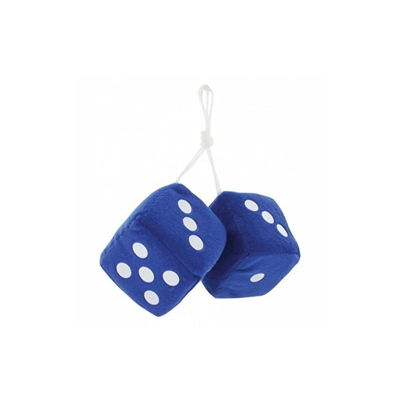 3" Fuzzy Dice Blue with White Dots