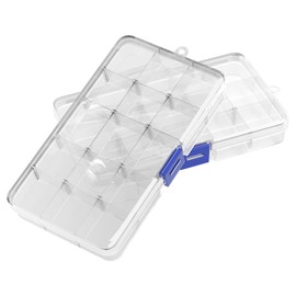 Oulesvte Pack of 2 Plastic Sorting Boxes, Sorting Box for Small Items, Transparent Sorting Box with 15 Compartments, Adjustable, Hanging Hole for Storing Screws, Earrings, Beads, Office Supplies