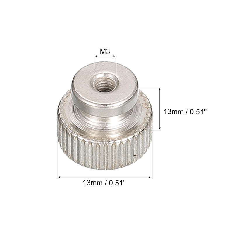 sourcing map Knurled Thumb Nuts, 2pcs M3 x D13mm x