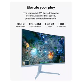 Pixio PXC248WAVE 24" Curved 200Hz 1080p 1ms GTG Fast VA Gaming Monitor - Blue