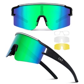 SPOSUNE Polarized Cycling Glasses with 3 Lenses, TR90 Sports Sunglasses for Men Women, Baseball Sunglasses Cycling Sunglasses