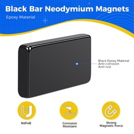 Wukong 20 x 10 x 3 mm Black Neodymium Magnets Extra Strong Rectangular, Pack of 20 Bar Magnets Rectangular Magnets for Whiteboards, Fridge, Crafts, Magnetic Board and DIY