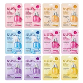 Set 12 Mascarillas Coreanas Hidratantes, Facial Cuidado de la Piel Paquete Mascarillas en Tela Hidratante con Colágeno y Vitamina e, Surtidas Todo... 