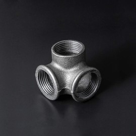 1" 3-Way Side Outlet Tee, Home TZH Cast Malleable Iron 3 Way Corner Pipe Fittings for Industrial vintage style DIY Project/Furniture/Shelving Decoration (10, 1")