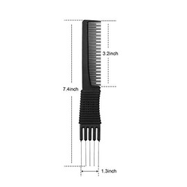 2 peines de carbón negro con punta de metal, peine de carbono negro con elevación de acero inoxidable para peluquería o suministros para el hogar (est