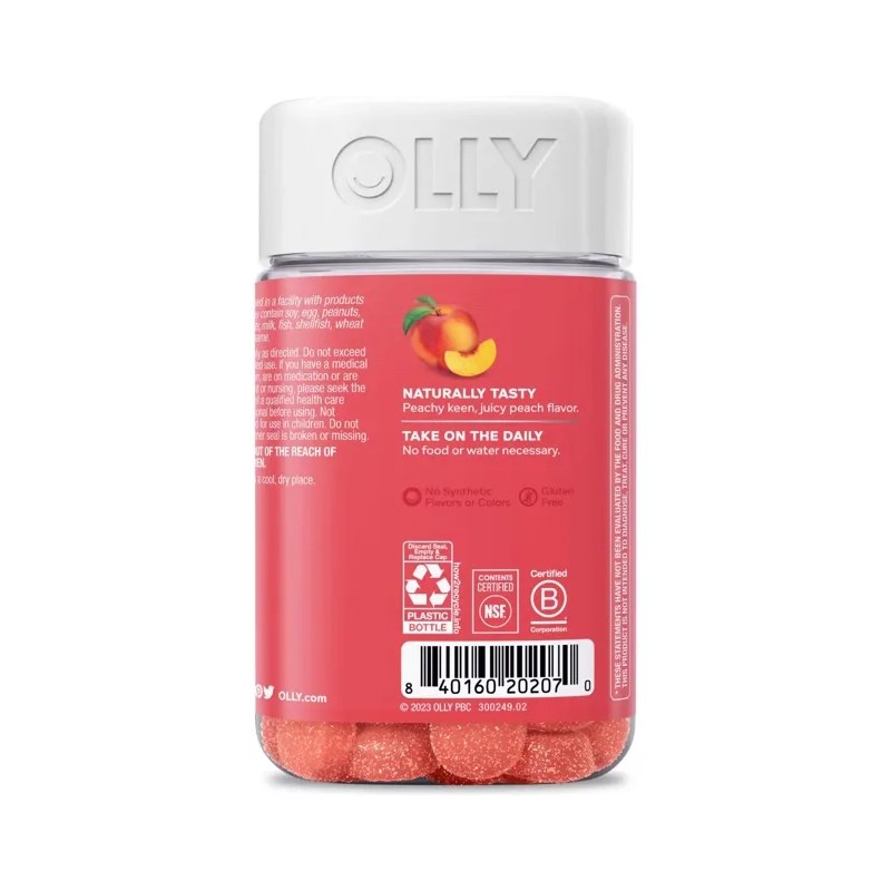 Olly Probióticos + Prebióticos Con 70 Gomitas Sabor Durazno