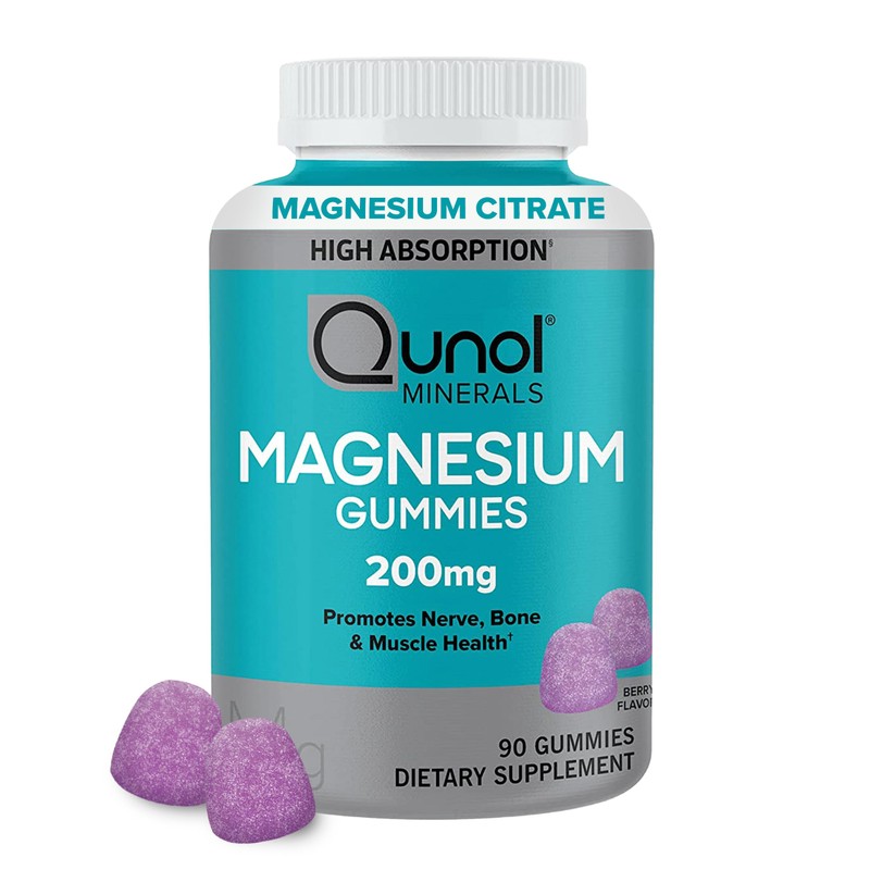 Qunol Magnesium Gummies for Adults, 200mg Citrate Gummies, High Absorption