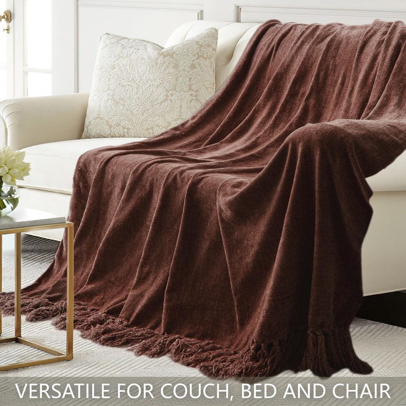 CREATE Chenille Throw Blanket - 50"X 60", Soft Cozy Blanket